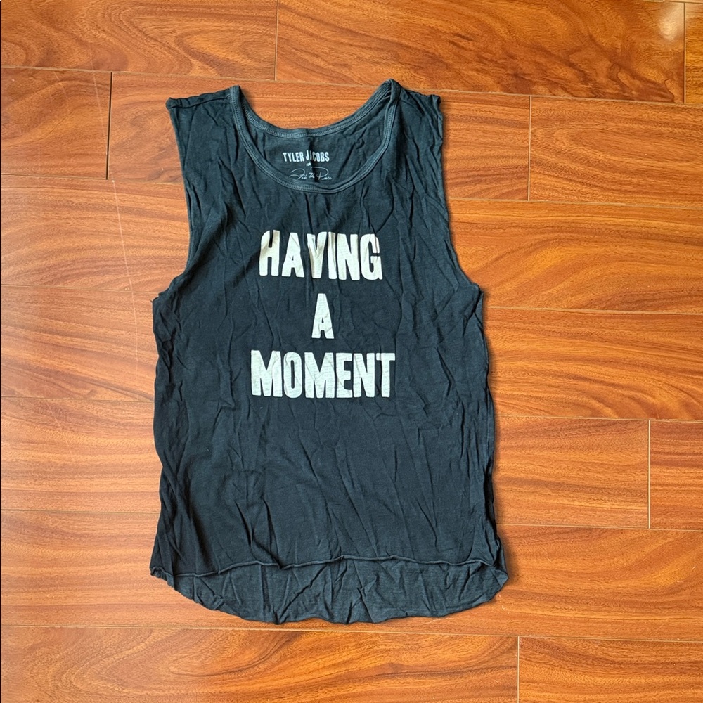 Tyler Jacobs Black Graphic Muscle Tank - Having A Moment